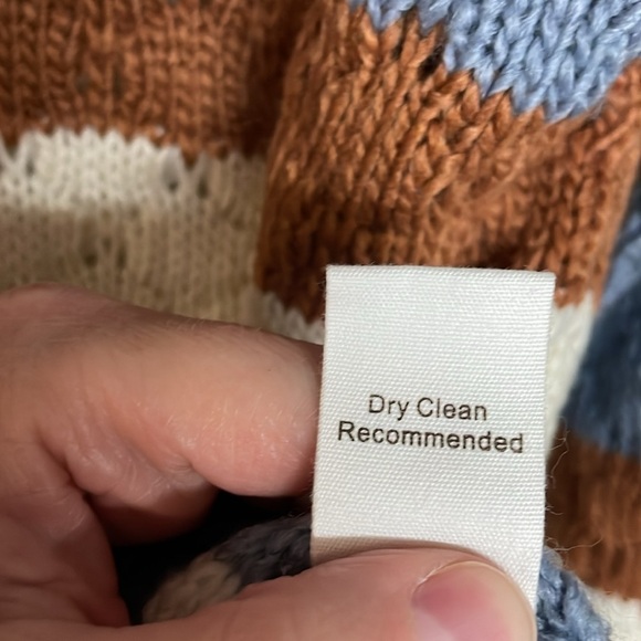 Blu Pepper size Large Multicolor Striped Super Soft Mock-neck Oversized Sweater - Picture 7 of 8